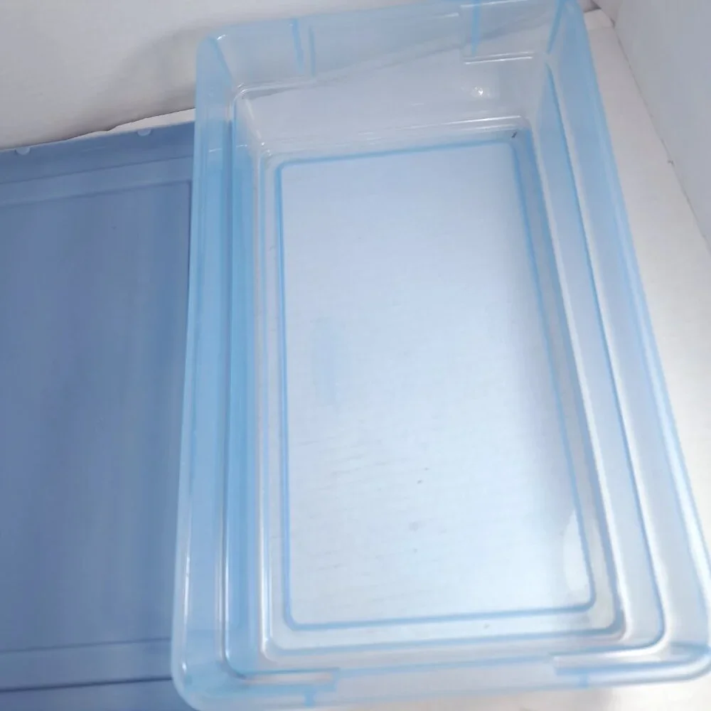 Vintage‎ Rubbermaid 0286 Storage Box Blue clear Container Plastic Snap Shut Lid